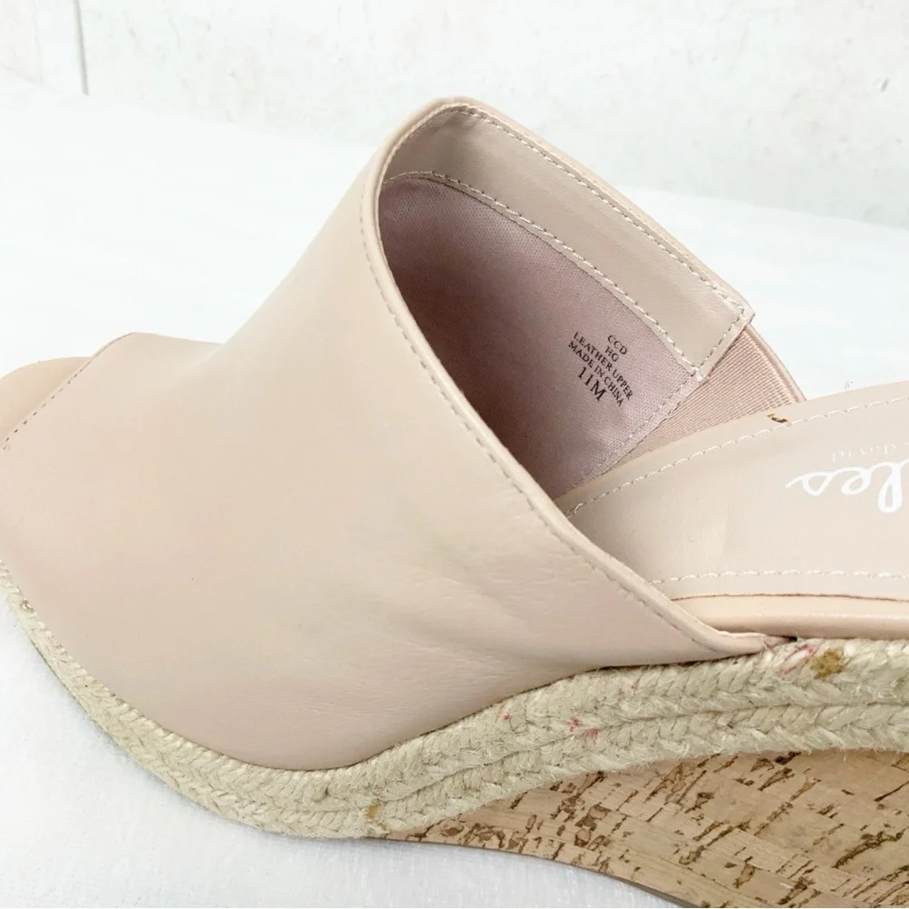 Charles David Balen Nude Espadrille Cork Wedges Size 11 Leather Summer Boho - Picture 6 of 8